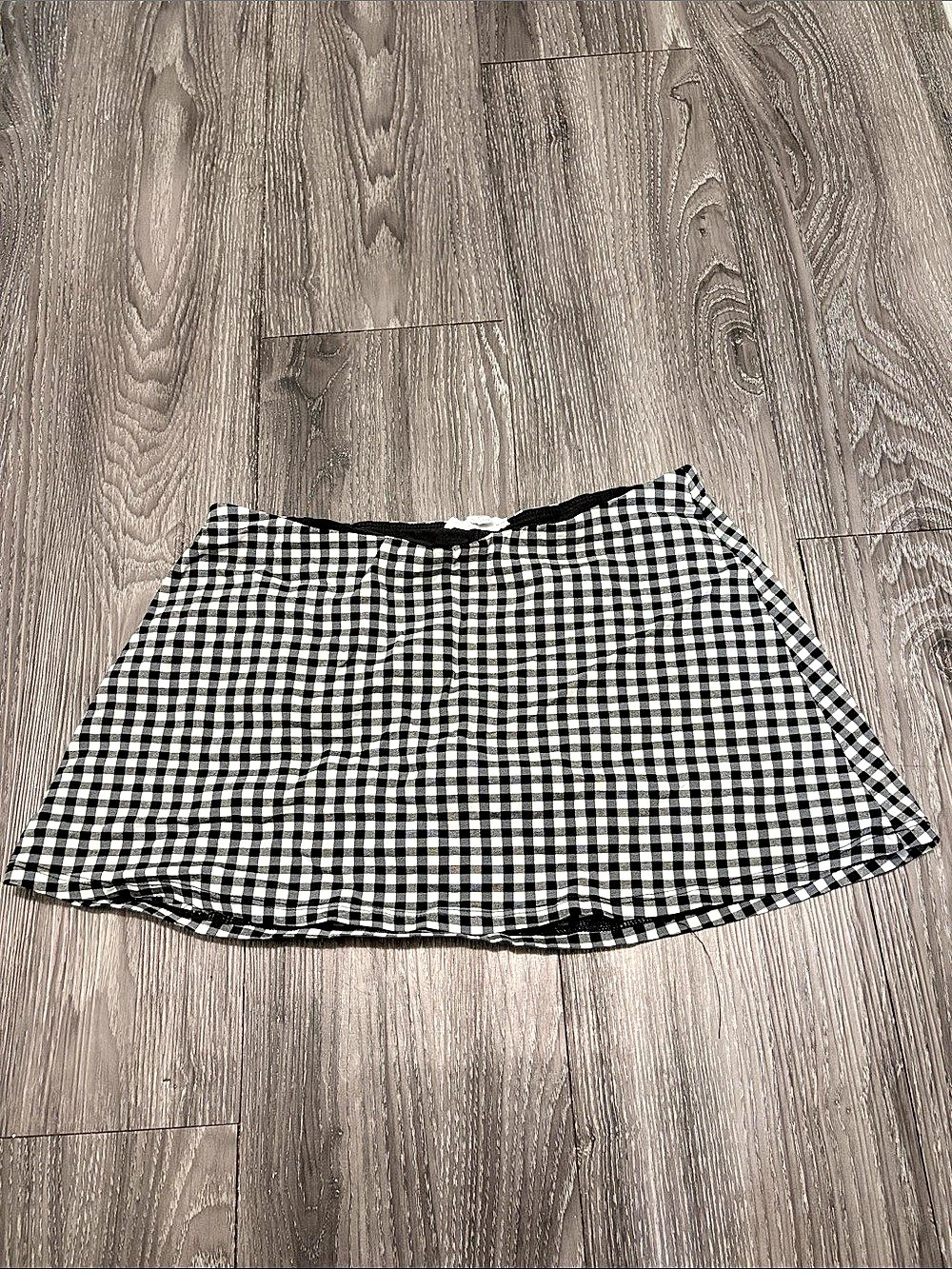 Garage Black & White Gingham Mini Skort